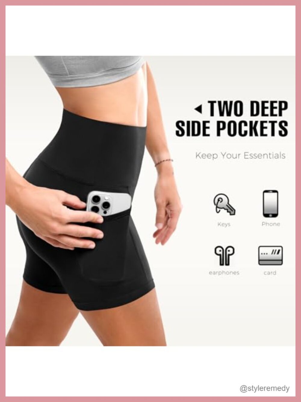 Women's 4" High Waisted Biker Shorts with Pockets - 2 Pack Yoga Gym Running - Picture 3 of 5